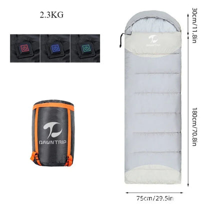 Heated Sleeping Bag USB Warm Winter Camping Comfort
