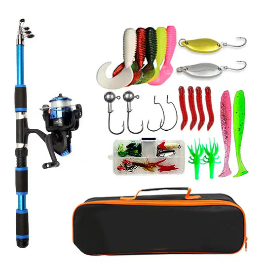 Telescopic Fishing Rod Kit with Spinning Reel & Baits