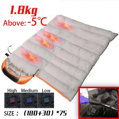 Heated Sleeping Bag USB Warm Winter Camping Comfort