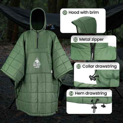 Wearable Camping Blanket Poncho for Warm Outdoor Comfort