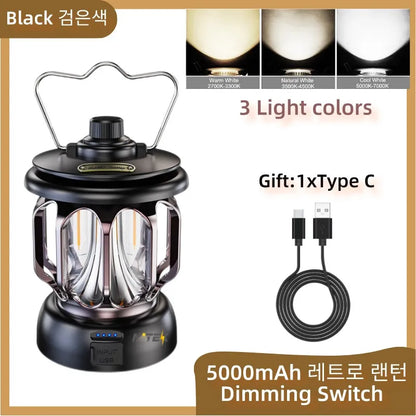 Retro Camping Lantern – Rechargeable Vintage Tent Light