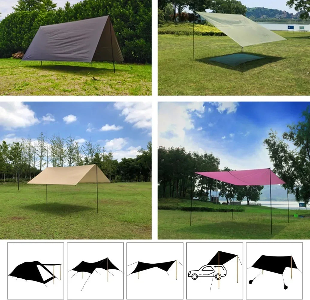 Adjustable Tent Poles Set for Stable Tarp Shelter