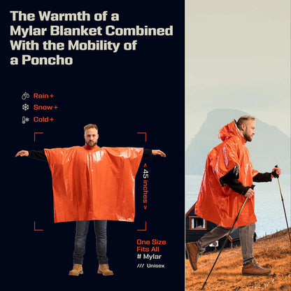Emergency Rain Poncho with Thermal Heat Protection