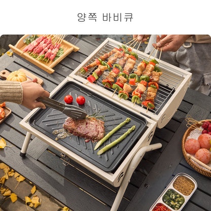 Portable Charcoal BBQ Stove – Dual-Side Cooking Grill