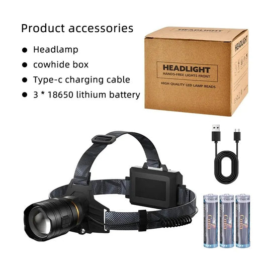 XHP360 LED Headlamp Rechargeable Waterproof Light