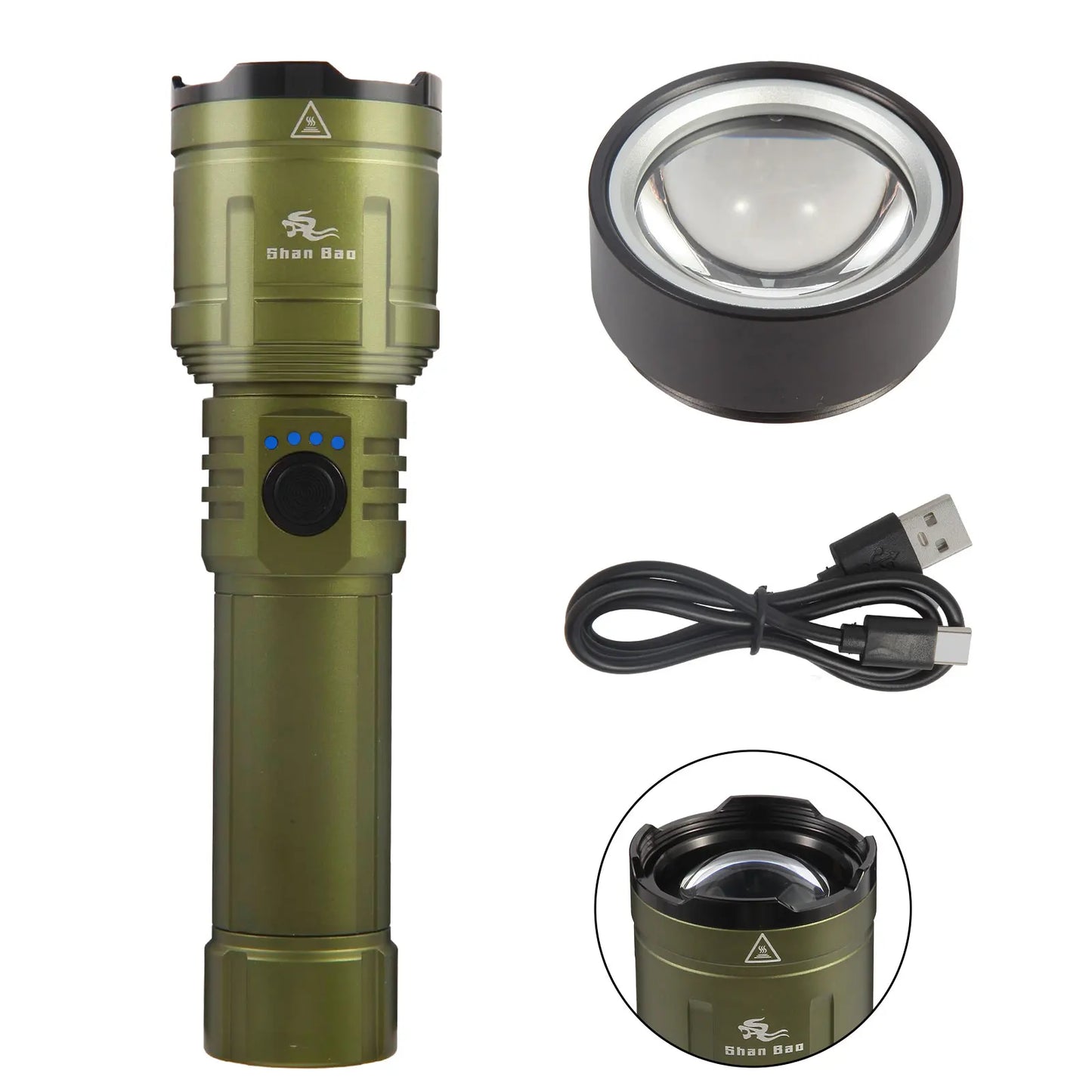 Rechargeable Zoom Flashlight 3000LM Long Distance