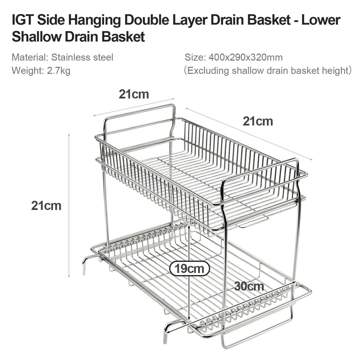 IGT Camping Drain Basket Double Layer Storage Rack