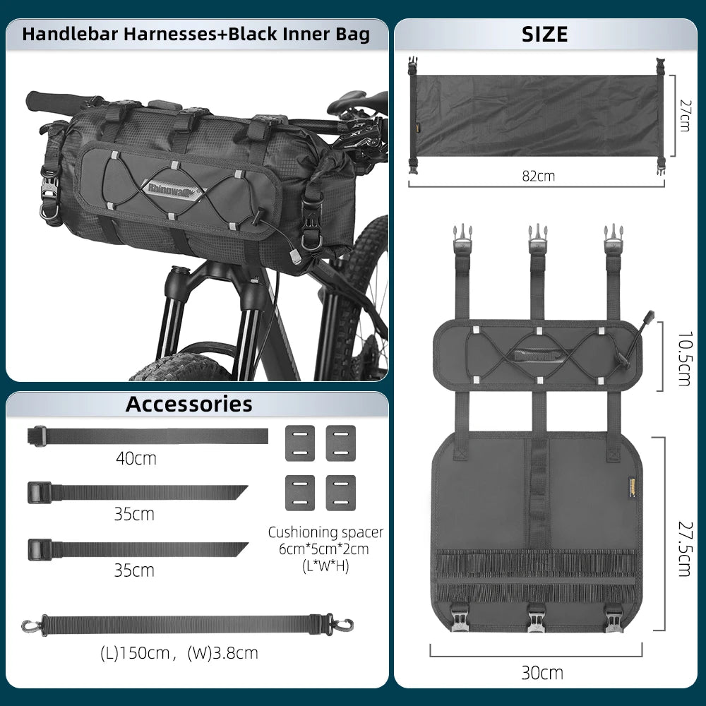 Waterproof Bike Handlebar Bag 12L with Dry Storage