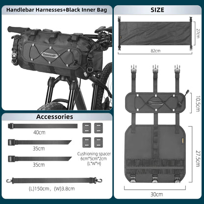 Waterproof Bike Handlebar Bag 12L with Dry Storage