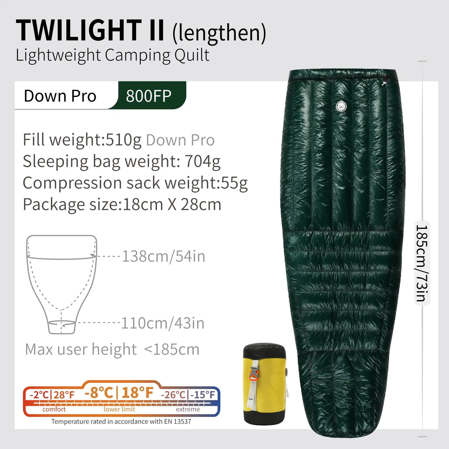 800FP Down Sleeping Bag - Ultralight Warmth for Camping