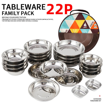 22-Piece Outdoor Camping Tableware Set – Portable & Durable