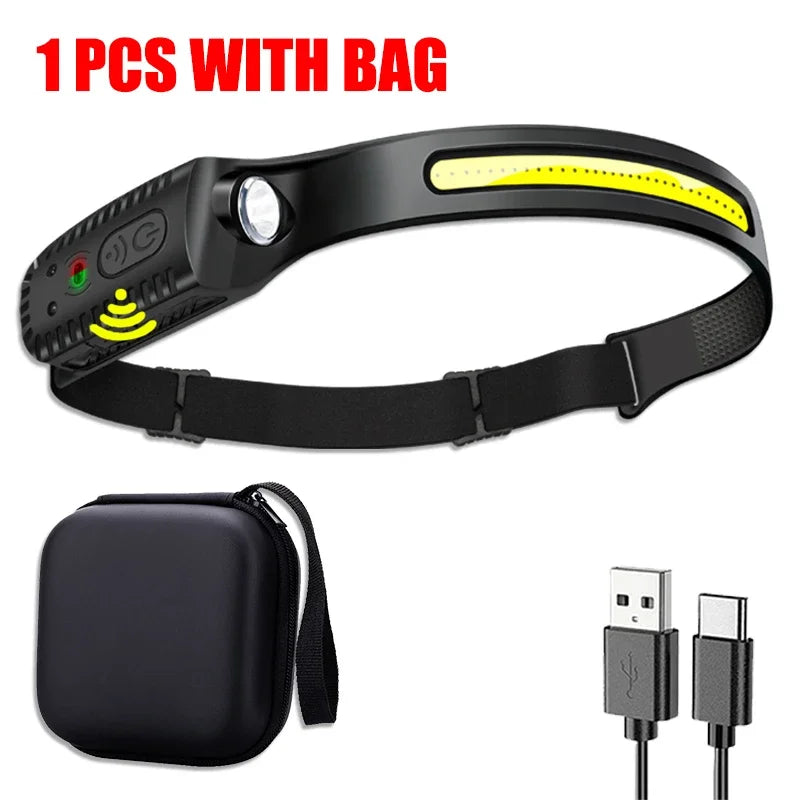 Rechargeable Motion Sensor LED Headlamp for Camping
