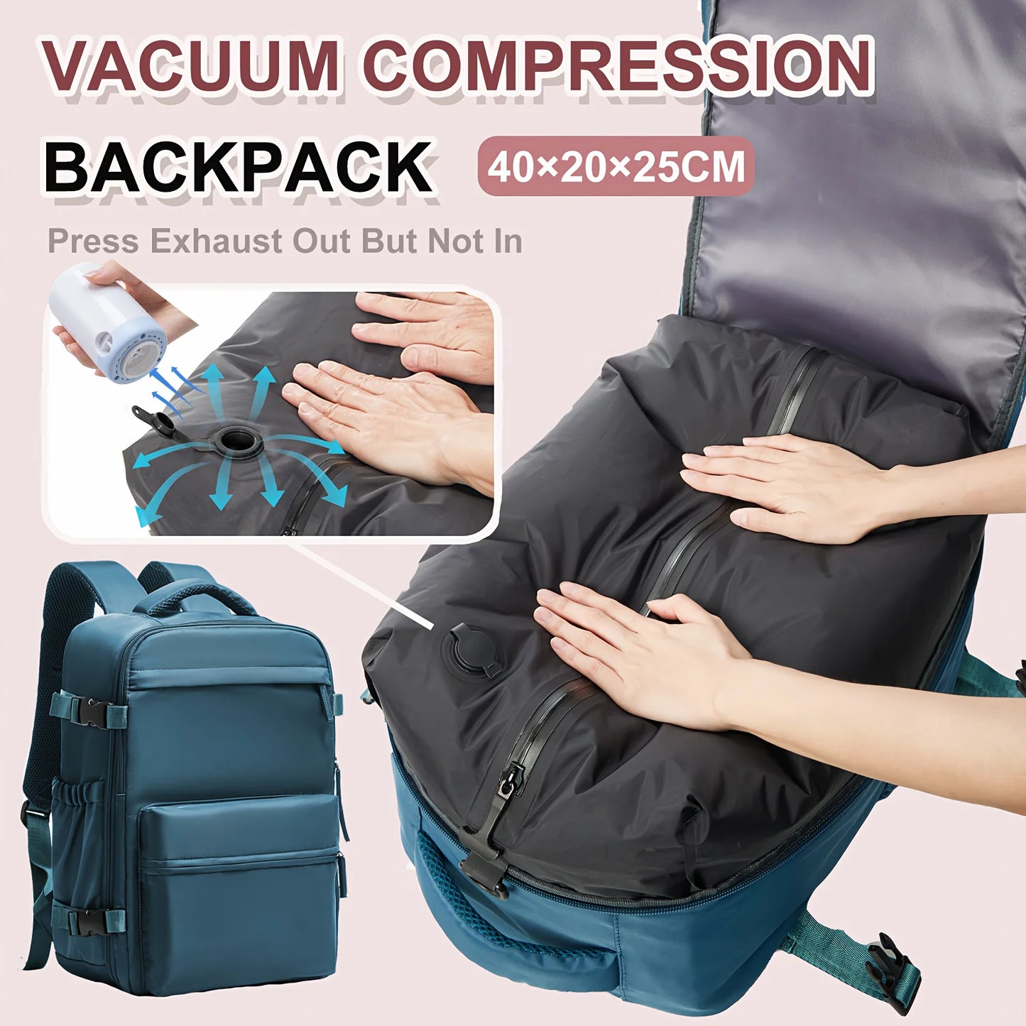Vacuum Compression Backpack Carry-On Save Space Travel
