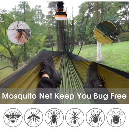 Camping Hammock with Rain Fly & Mosquito Net – All-Weather Comfort