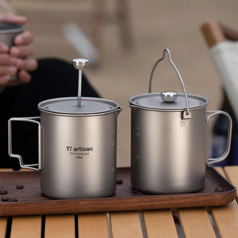 Titanium Folding French Press Coffee Maker – Portable & Lightweight