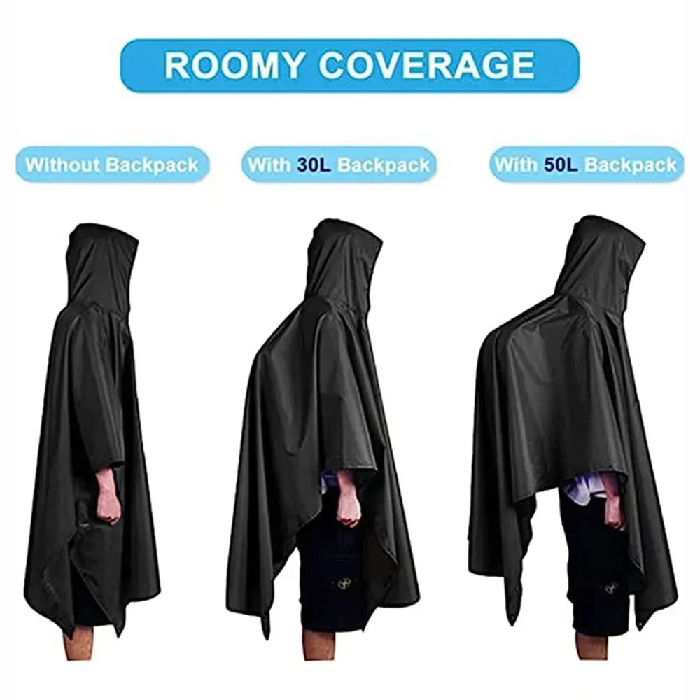 3-in-1 Military Rain Poncho for Camping & Hiking