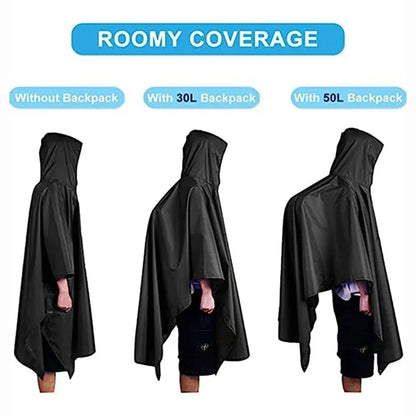 3-in-1 Military Rain Poncho for Camping & Hiking