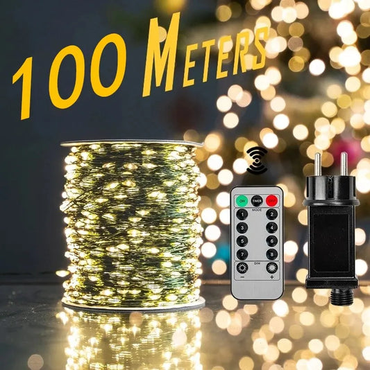 Outdoor LED String Lights with Remote for Camping Decor