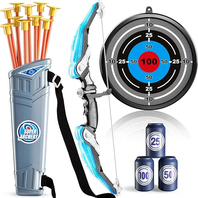 LED Kids Bow and Arrow Set with Target & 10 Arrows
