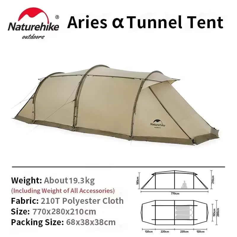 4-6 Person Tunnel Camping Tent Spacious All-Season Shelter
