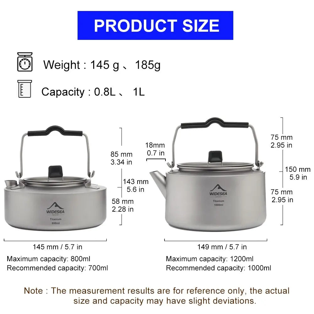 Widesea Titanium Camping Kettle for Lightweight Outdoor Cooking