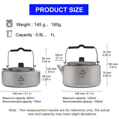 Widesea Titanium Camping Kettle for Lightweight Outdoor Cooking