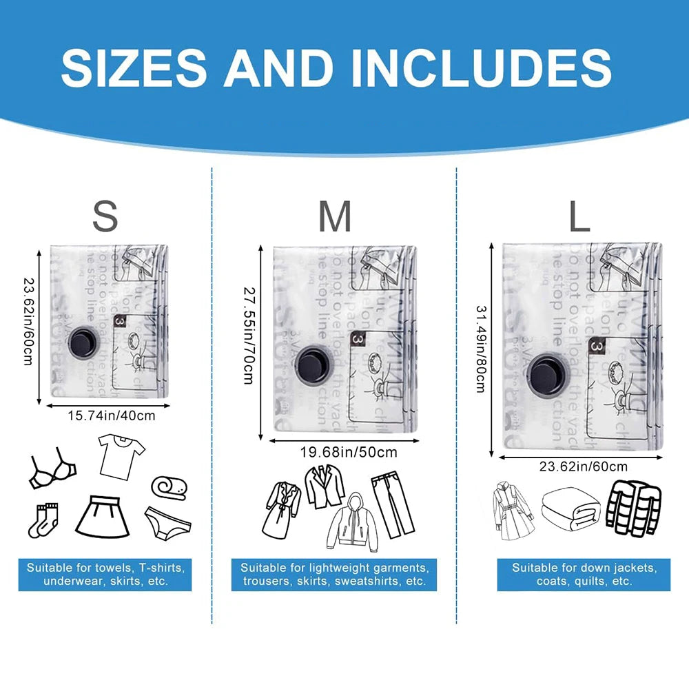 Vacuum Storage Bags Set – Save Space Fast Travel