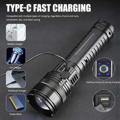 Ultra Bright LED Flashlight with Built-in Rechargeable Battery