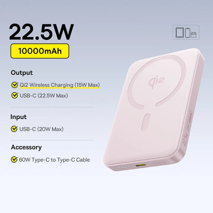 10000mAh Magnetic Power Bank with Fast Wireless Charging