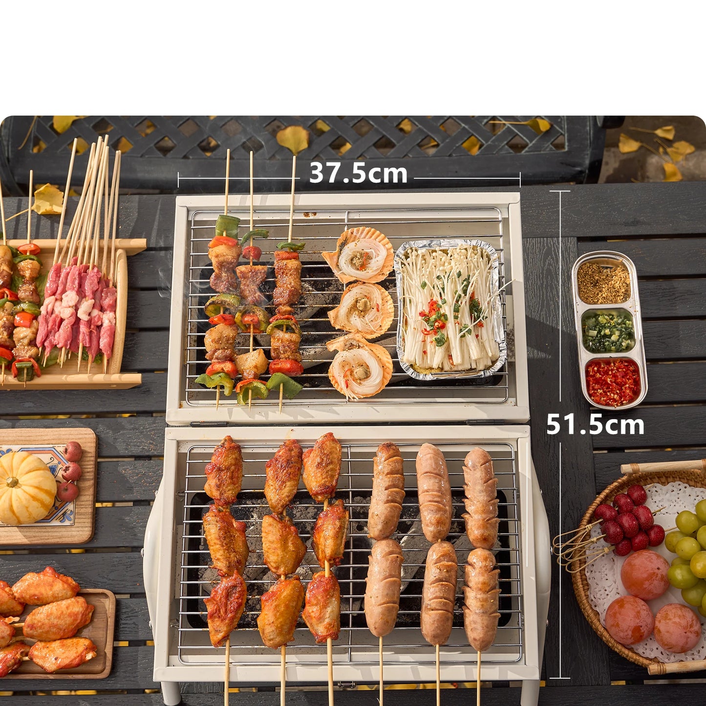 Portable Charcoal BBQ Stove – Dual-Side Cooking Grill