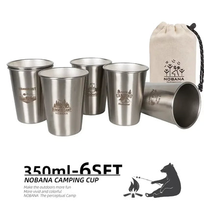 Outdoor Stainless Steel Camping Cup Set – 4/6/8PCS Portable