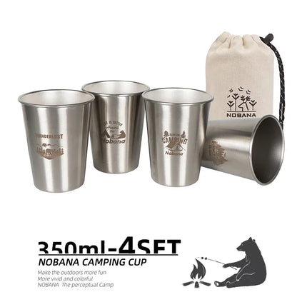 Outdoor Stainless Steel Camping Cup Set – 4/6/8PCS Portable