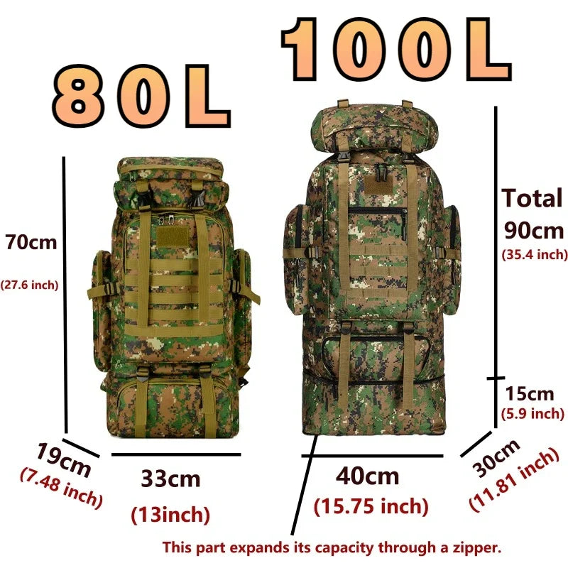 Mountaineering Backpack 100L Heavy Duty Outdoor Carry