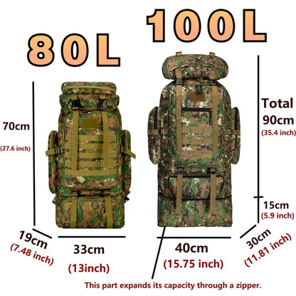 Large Hiking Backpack 80L Waterproof for Camping