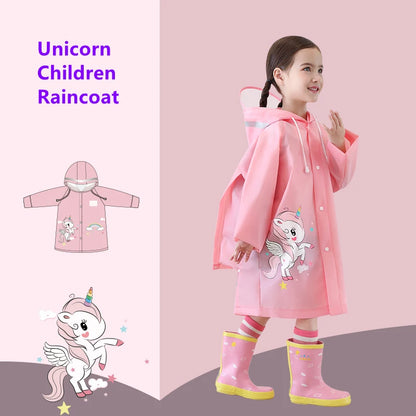 Kids Rain Poncho with Backpack Cover Waterproof Protection