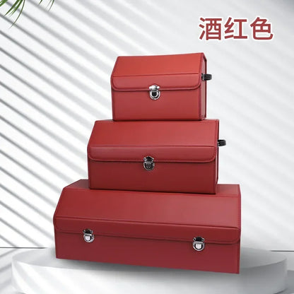Foldable Car Trunk Organizer Faux Leather Multi Compartment