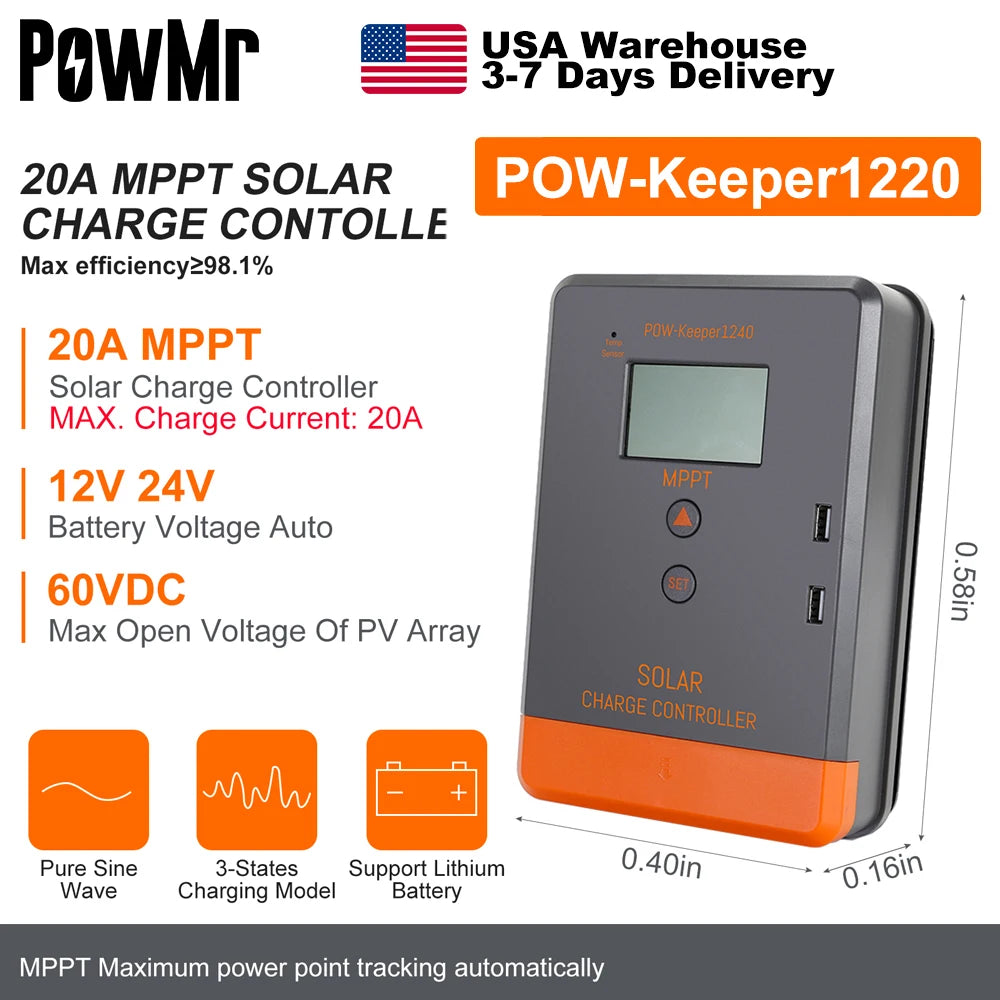 MPPT Solar Charge Controller with LCD for Efficient Charging