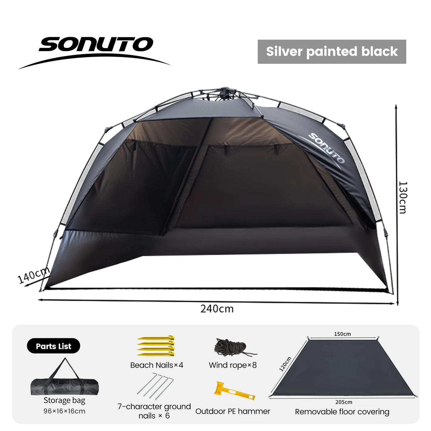 Pop Up Camping Tent 3-4 Person Quick Setup UV Protection