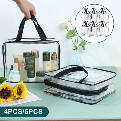 Clear Waterproof Storage Bags with Zipper (4–6pcs)
