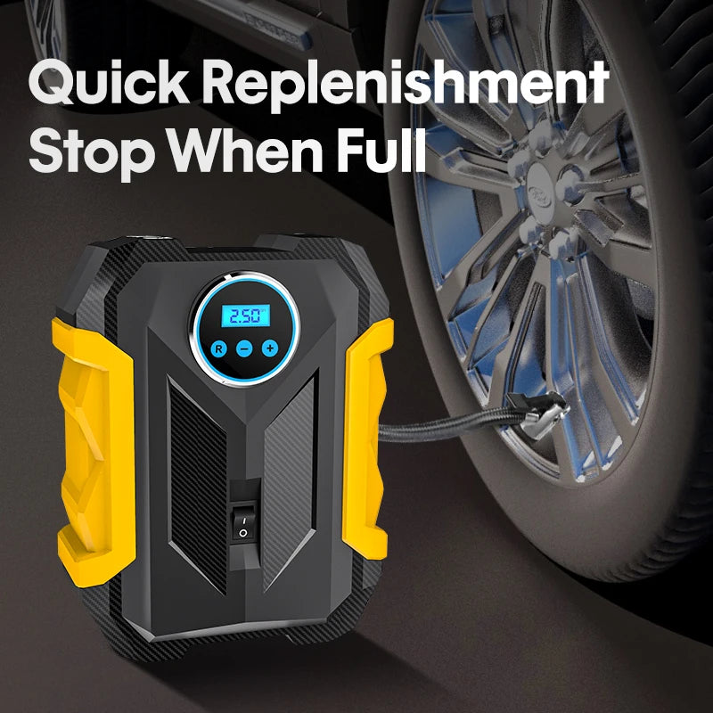 Portable Car Tire Inflator Pump with LED Lamp for Quick Inflation