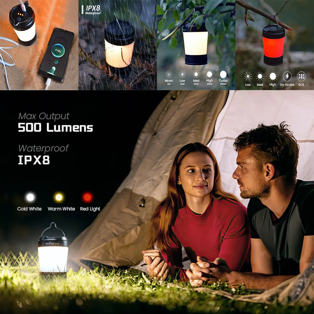 Rechargeable Camping Lantern USB-C with Power Bank