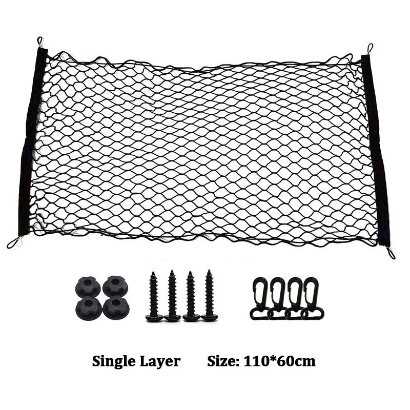 Car Rear Trunk Net Organizer – Double Layer Storage