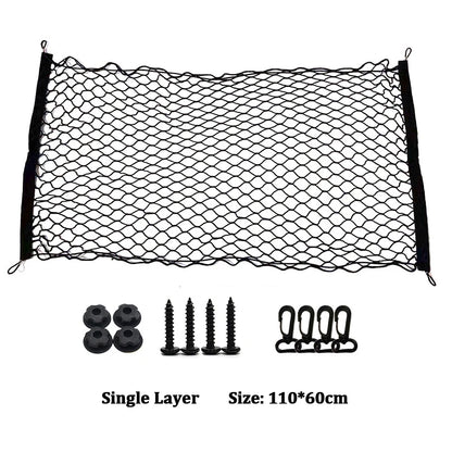 Car Rear Trunk Net Organizer – Double Layer Storage