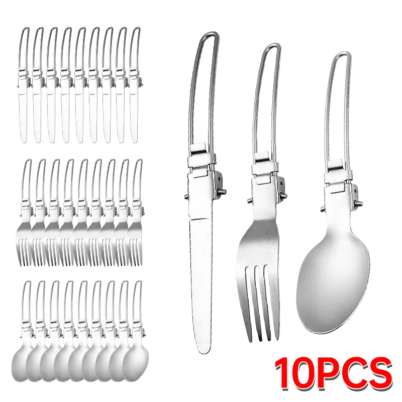 Camping Cutlery Set Foldable Stainless Steel Utensils