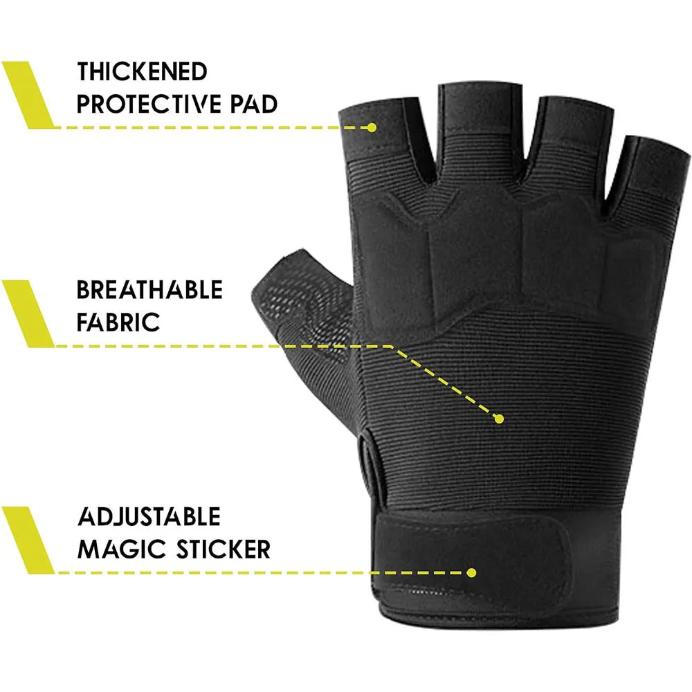 Fingerless Tactical Gloves Breathable Padded Grip