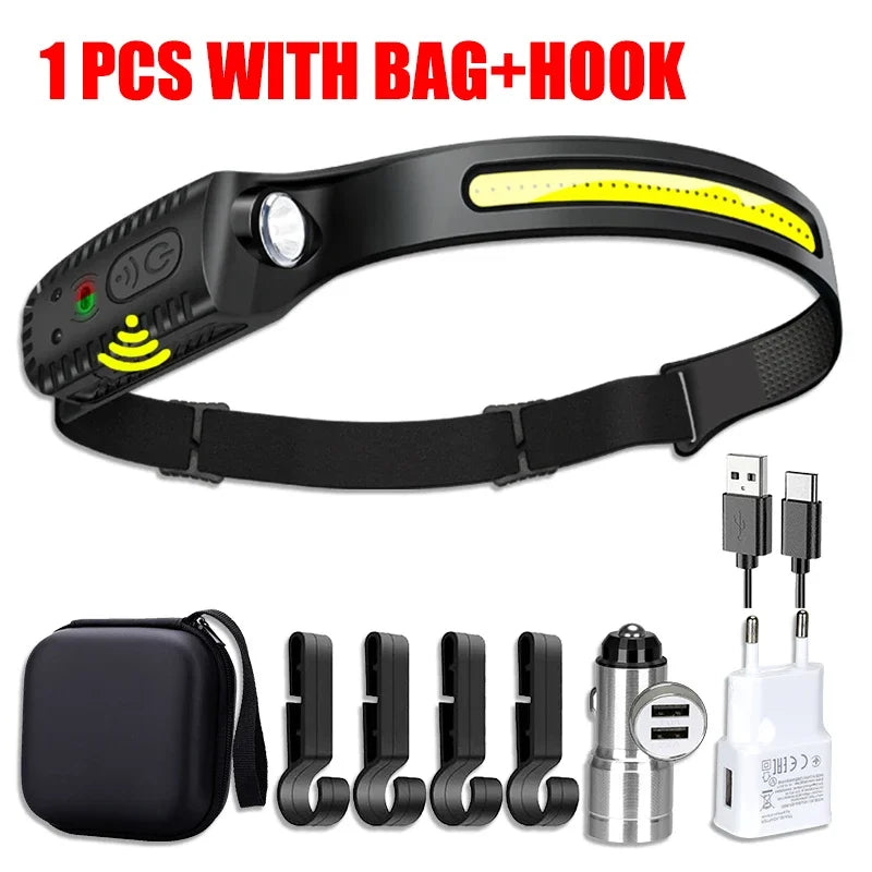 Rechargeable Motion Sensor LED Headlamp for Camping