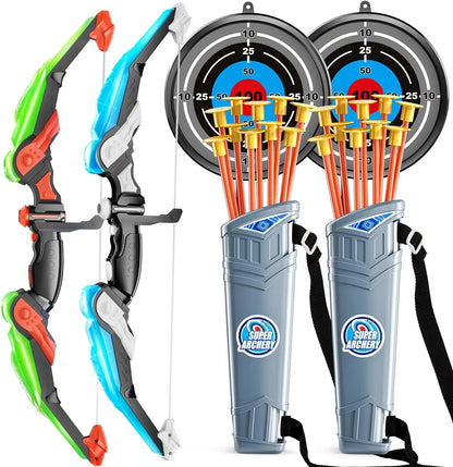 LED Kids Bow and Arrow Set with Target & 10 Arrows