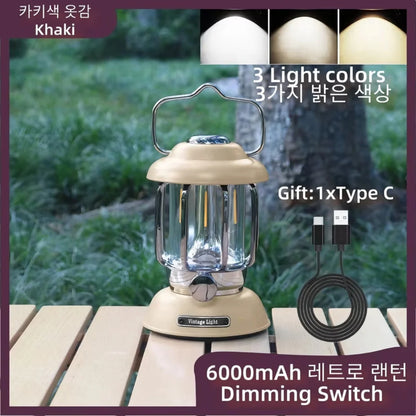 Retro Camping Lantern – Rechargeable Vintage Tent Light