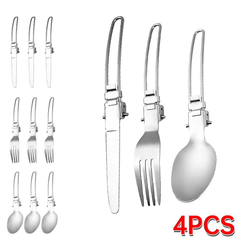 Camping Cutlery Set Foldable Stainless Steel Utensils