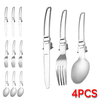 Camping Cutlery Set Foldable Stainless Steel Utensils